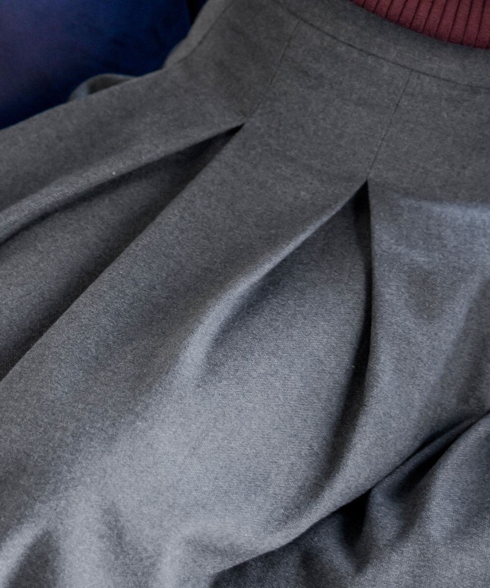 Tiaclasse 大人上品なウール調タックフレアスカート 