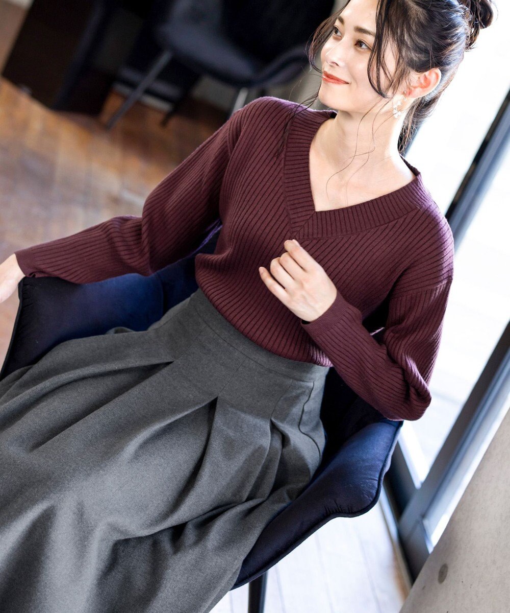 Tiaclasse 大人上品なウール調タックフレアスカート 