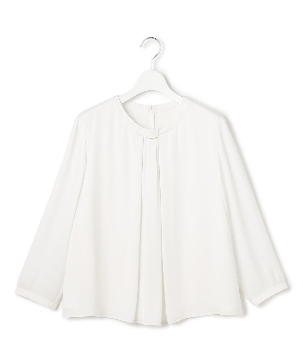 23区 L 【洗える】シルキーデシン バーアクセント ブラウス 