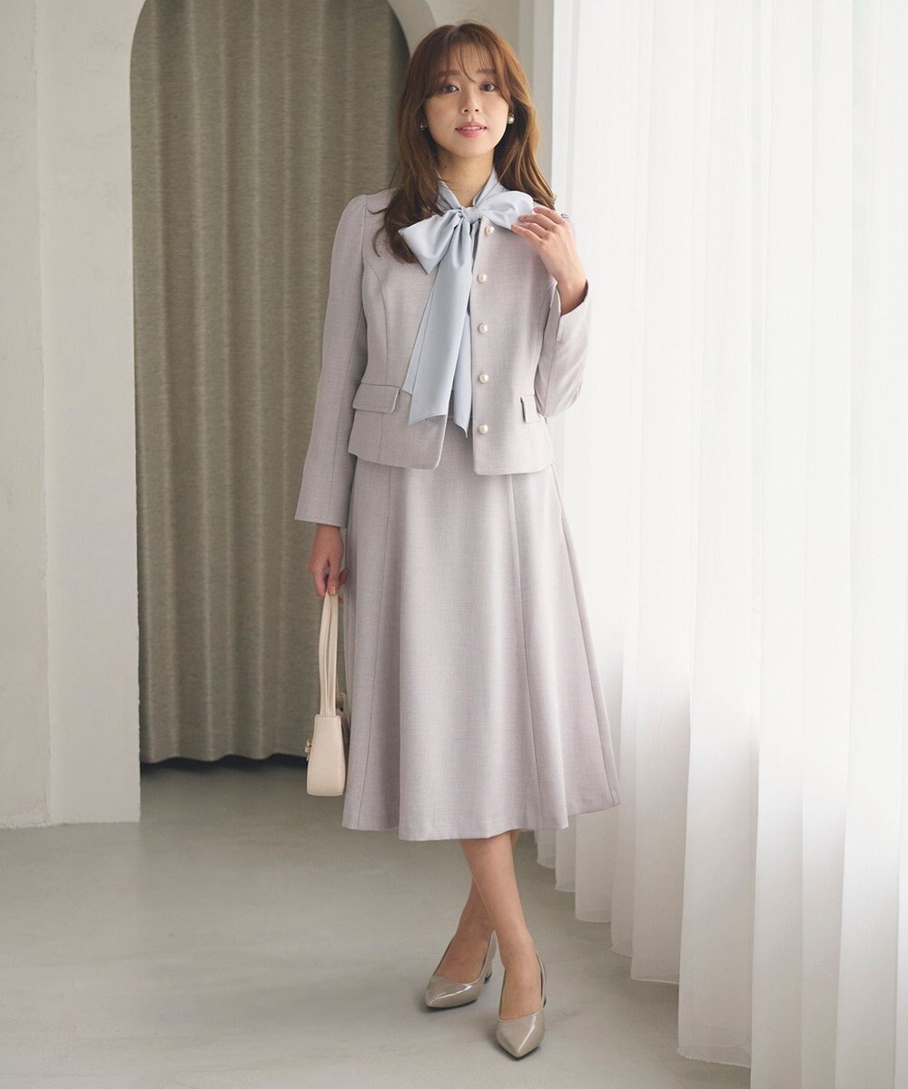 Feroux 【洗える】パールボタンジャケット×スカート セットアップ 