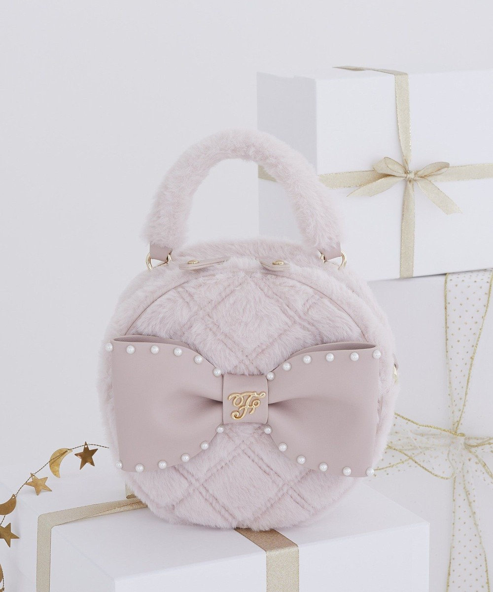 Maison de FLEUR フェイクファーパールリボンラウンドバッグ 