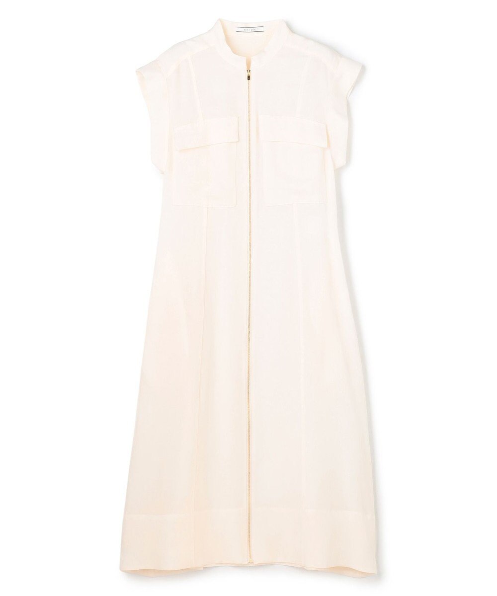 BEIGE， BERNARD / リネン混 フロントジップ スタンドカラードレス 