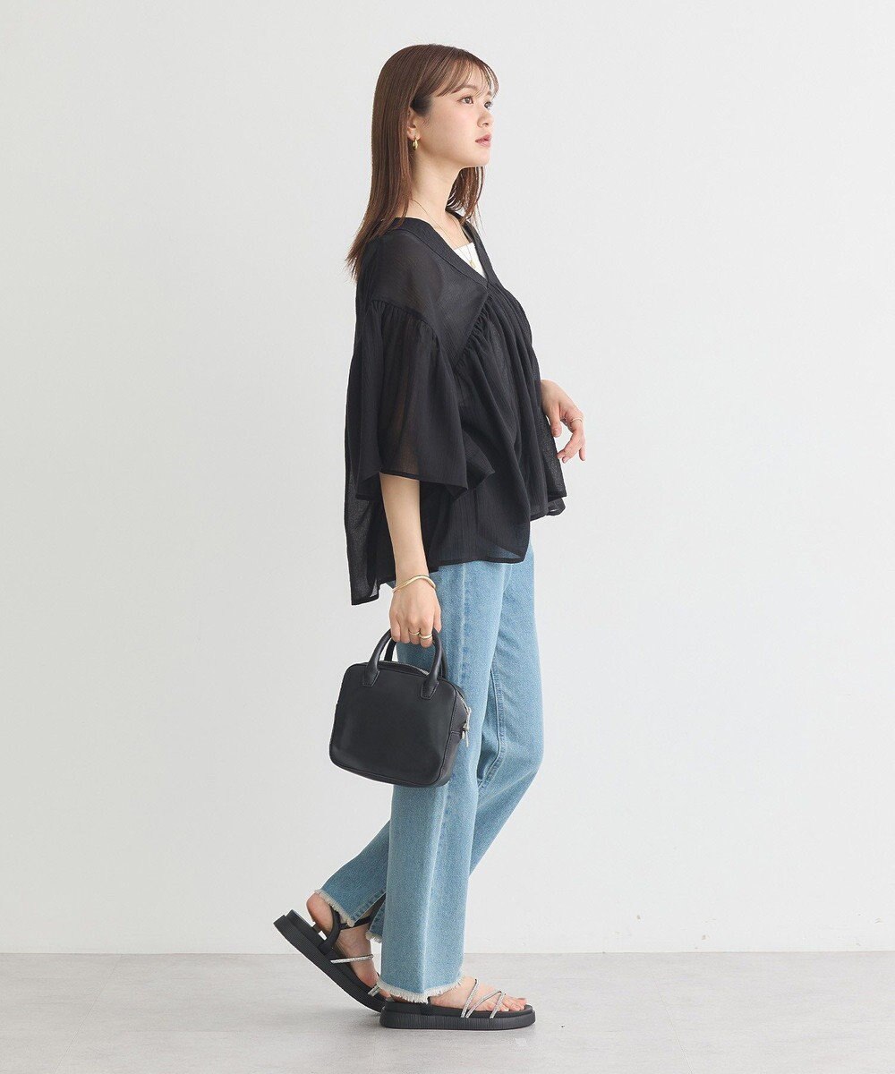 earth music&ecology Ｖネックギャザーブラウス 