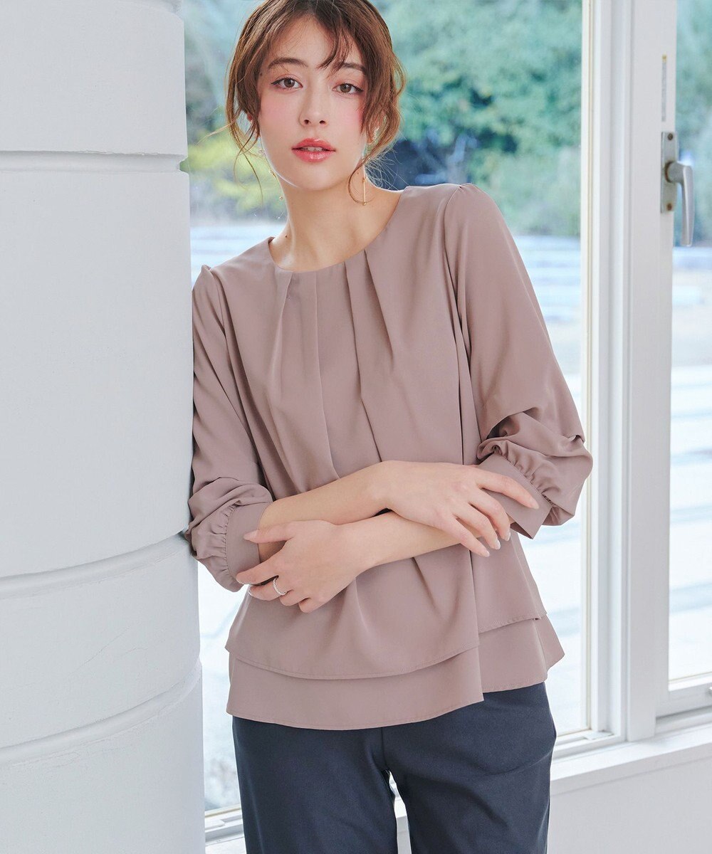 Tiaclasse つまみタック袖レイヤードブラウス 