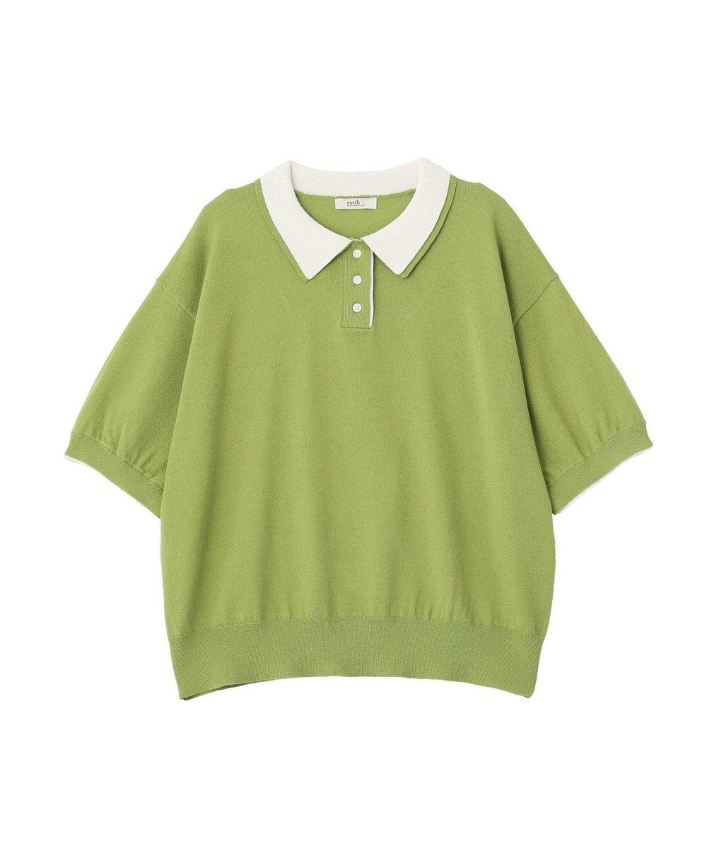 earth music&ecology バイカラーポロニット 