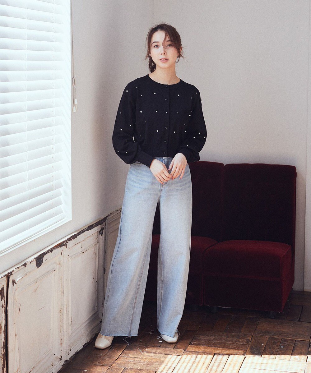earth music&ecology パール＆ビジューカーディガン 