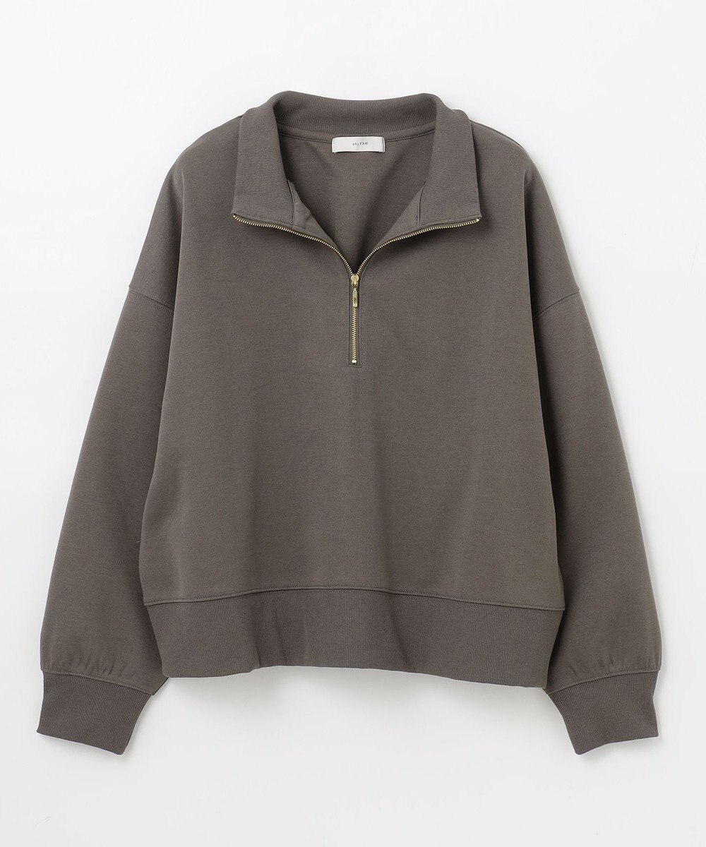 ANY 【洗濯機可】クロップド丈ダンボールハーフジッププルオーバー 