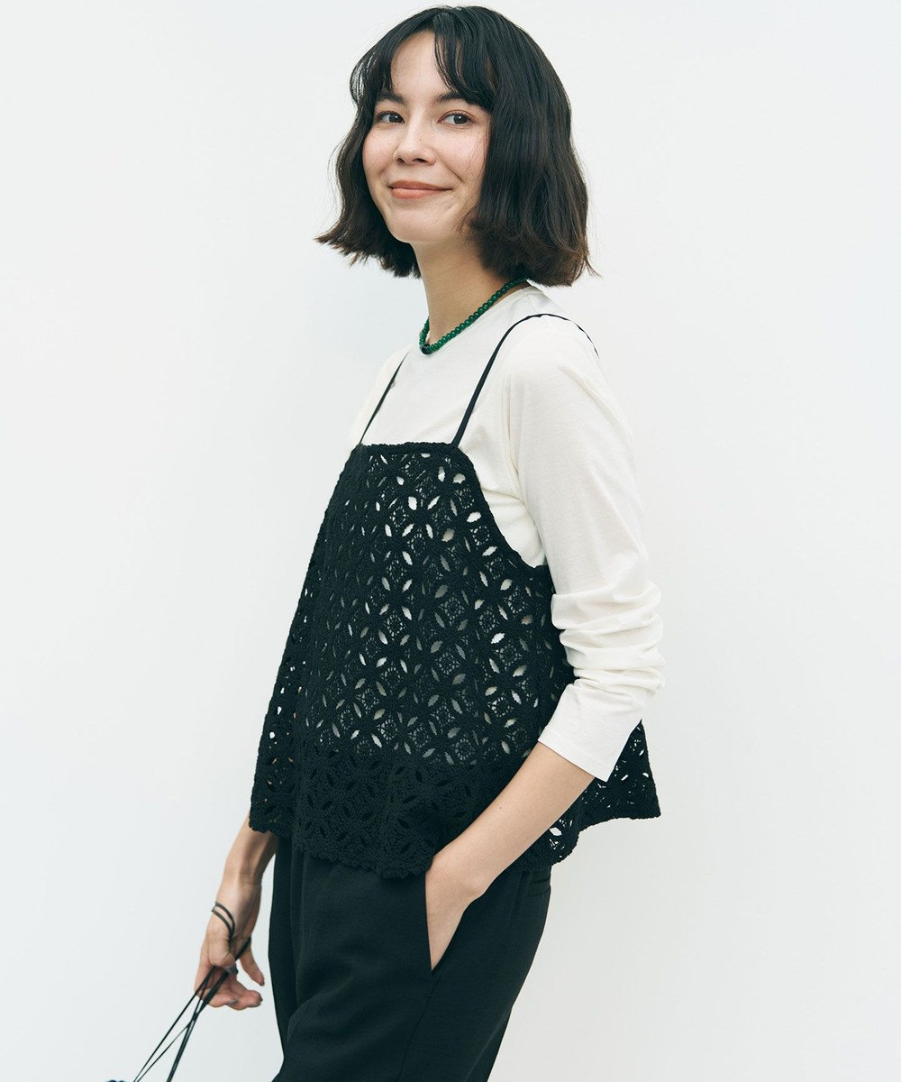 UNFILO 【2点セット】ラッセルレース キャミレイヤード Tシャツ 