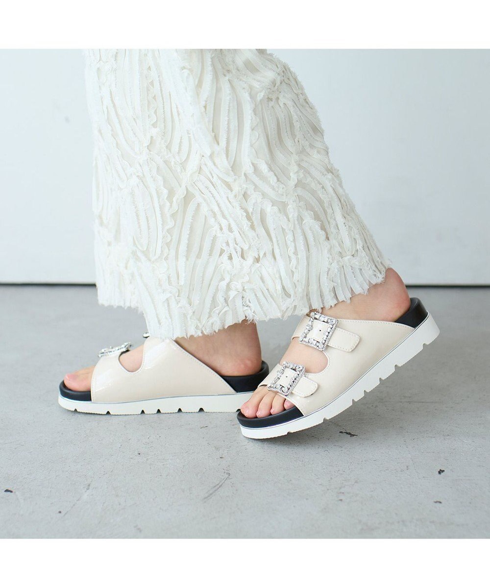 MODE ET JACOMO <carino>厚底ビジューバックルサンダル 
