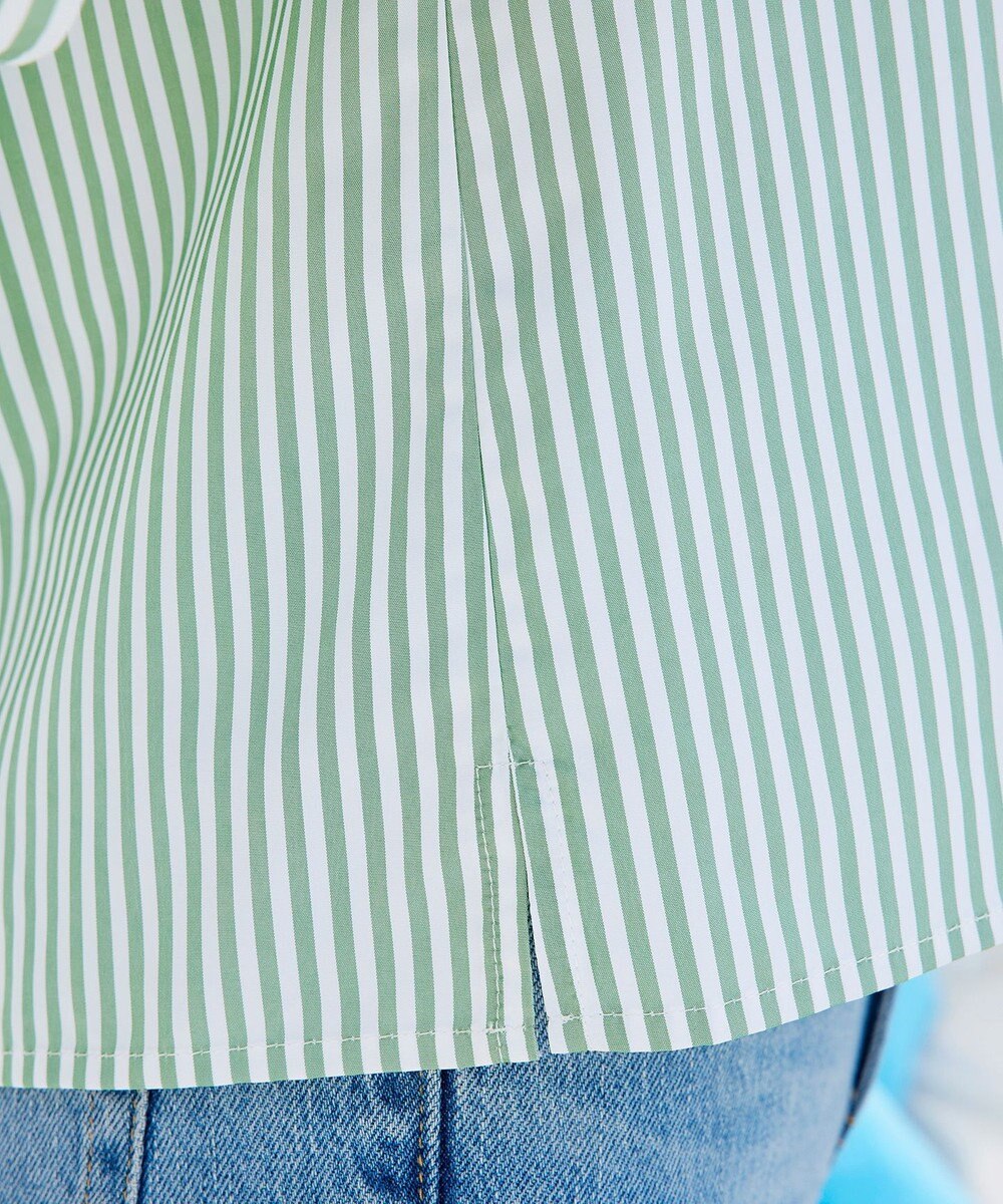 Tiaclasse L 【洗える】ストライプパフスリーブブラウス 