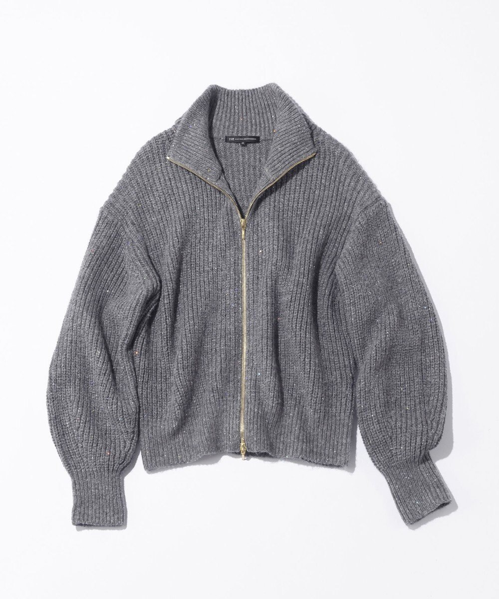 23区 L 【洗える】スパンコールバルキー ダブルジップ ニットブルゾン 