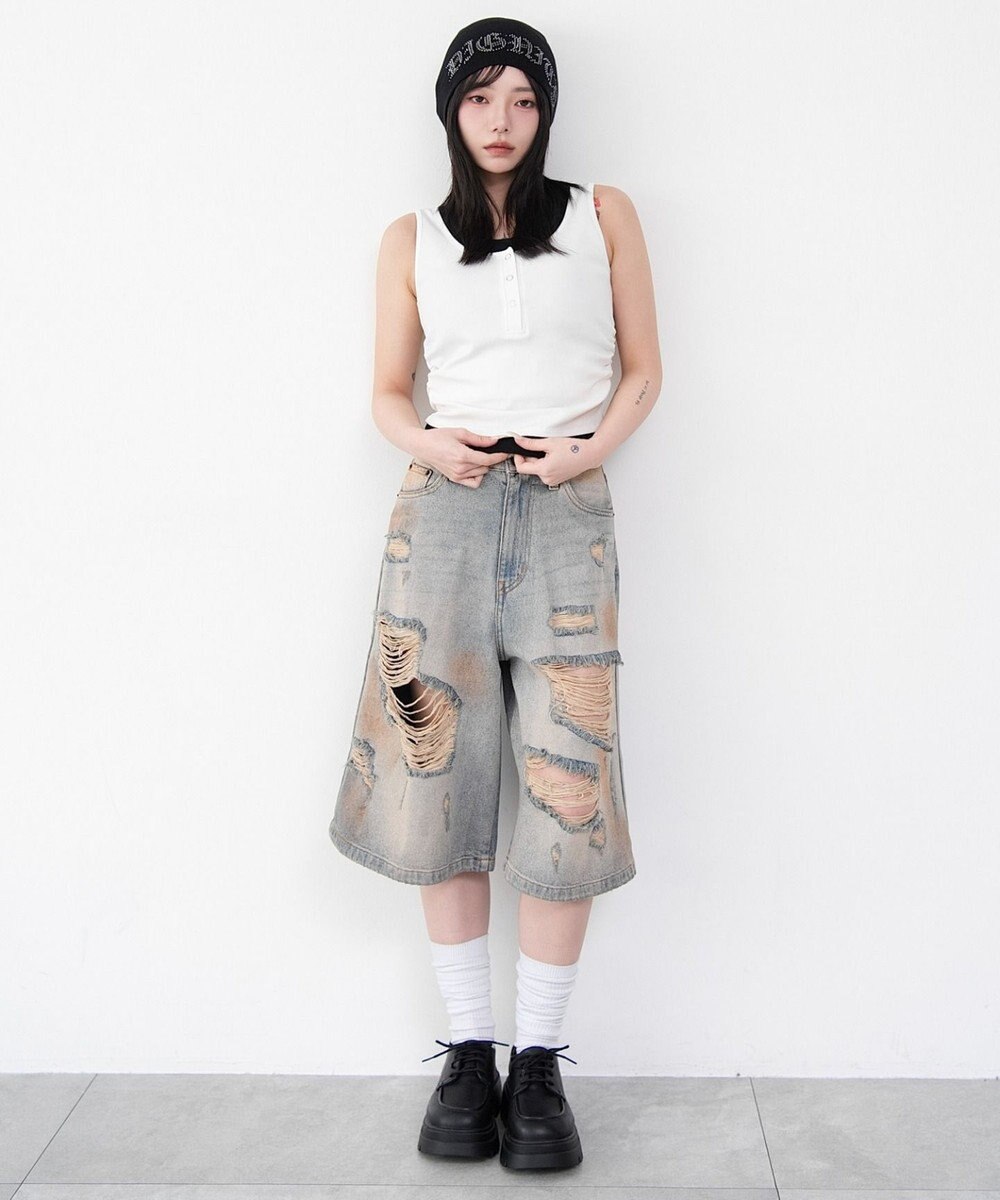 WEGO 【カップ付き】レイヤードデザインカップインタンク 