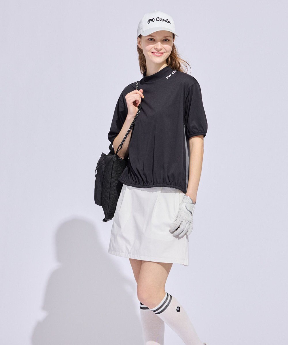 PW CIRCULUS 【WOMEN】パフスリーブメッシュコンビ モックネックT ゴルフウェア レディース 