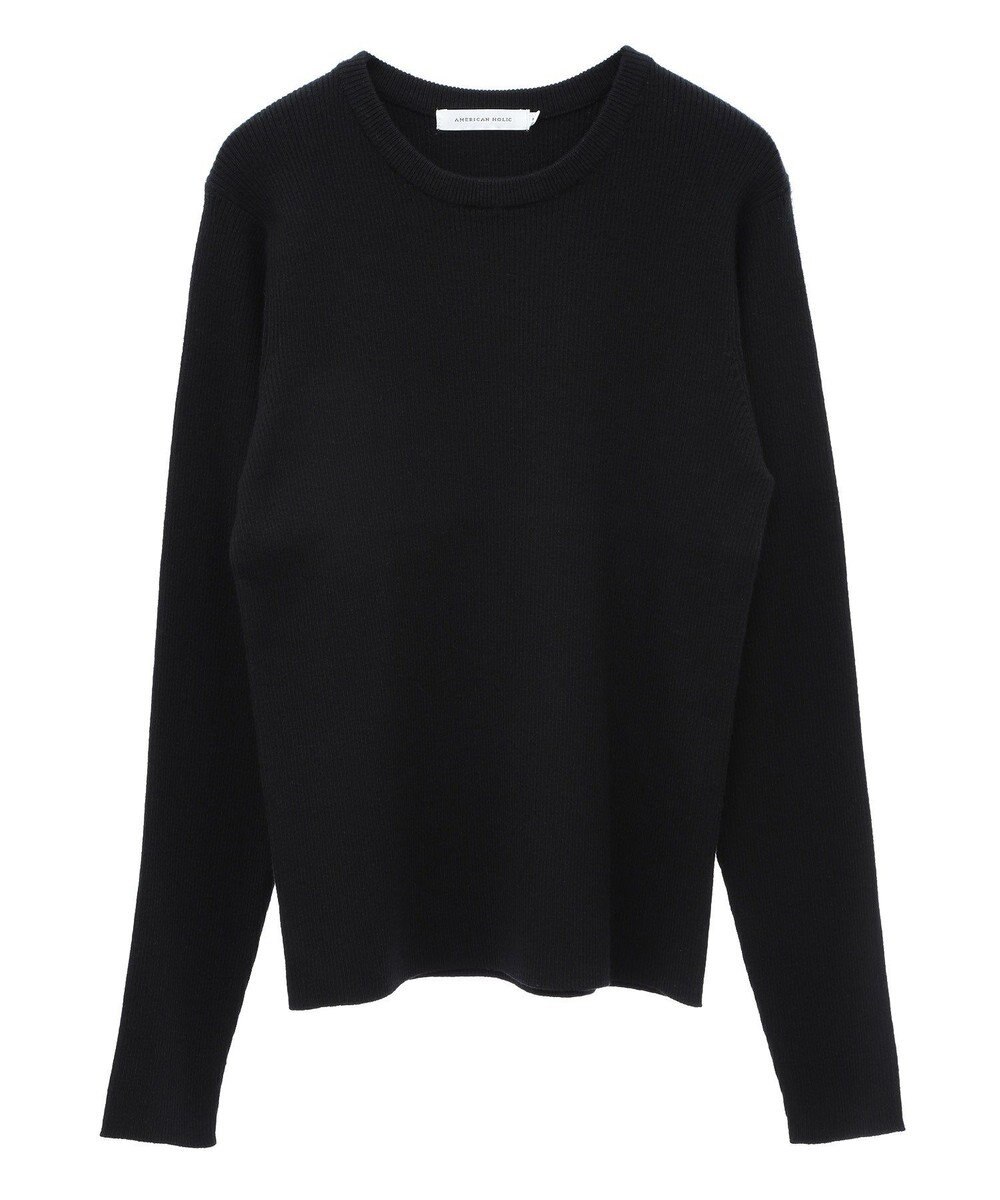 AMERICAN HOLIC バイパチクルーネックリブニットプルオーバー 