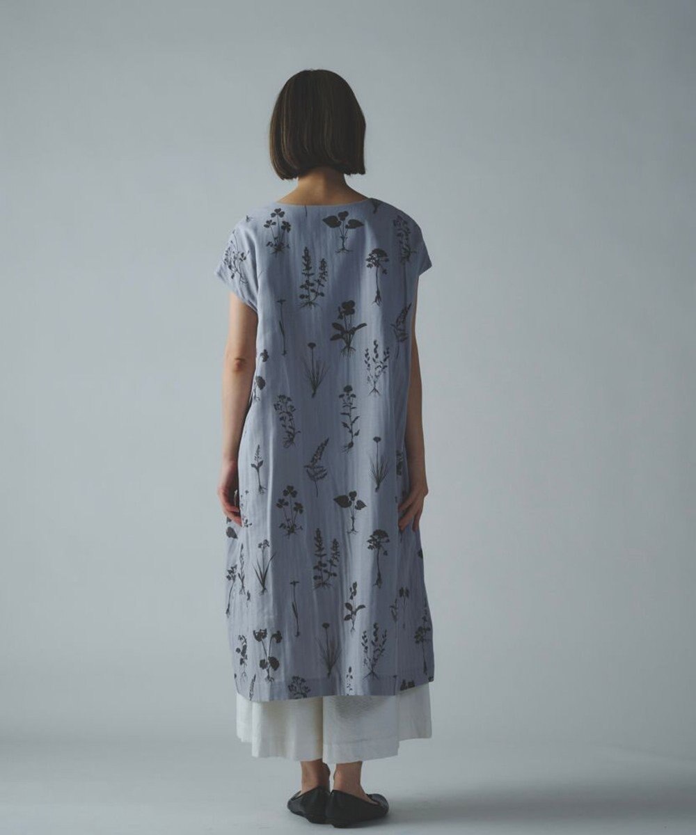 muuc 【ゆったりシルエットで涼しく上品】植物の影絵プリント ワンピースドレス 