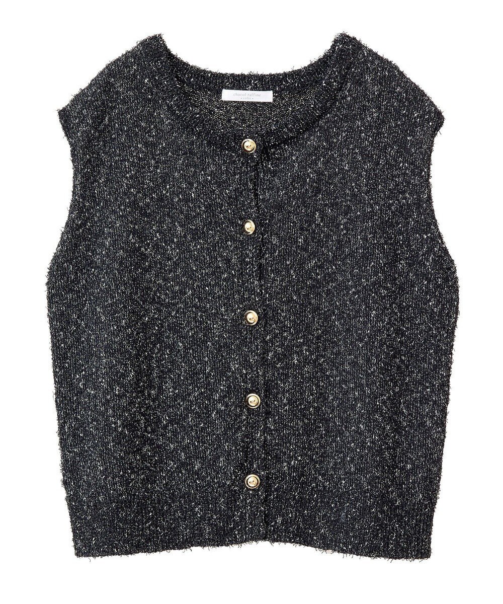 Green Parks ツィード風金釦ニットベスト 