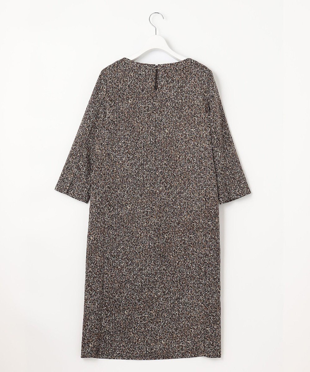 自由区 【XSサイズ～/洗える】ストレッチツイードプリント ワンピース 