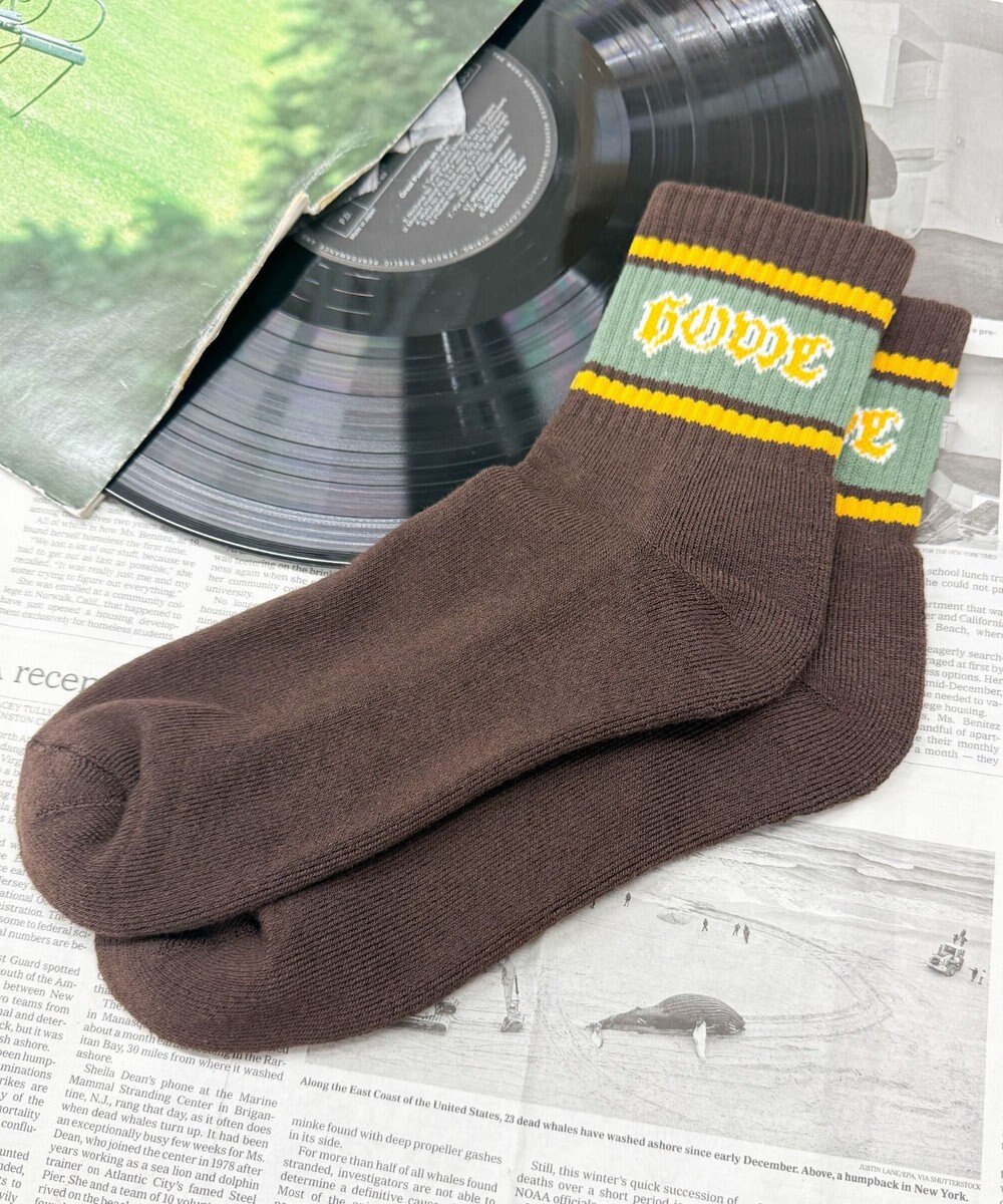 WEGO ラインロゴハイアンクルソックス 