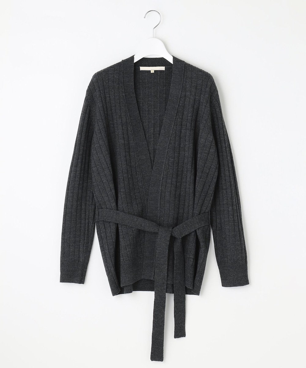 自由区 【洗える】ウールミックス ミドル丈カーディガン 