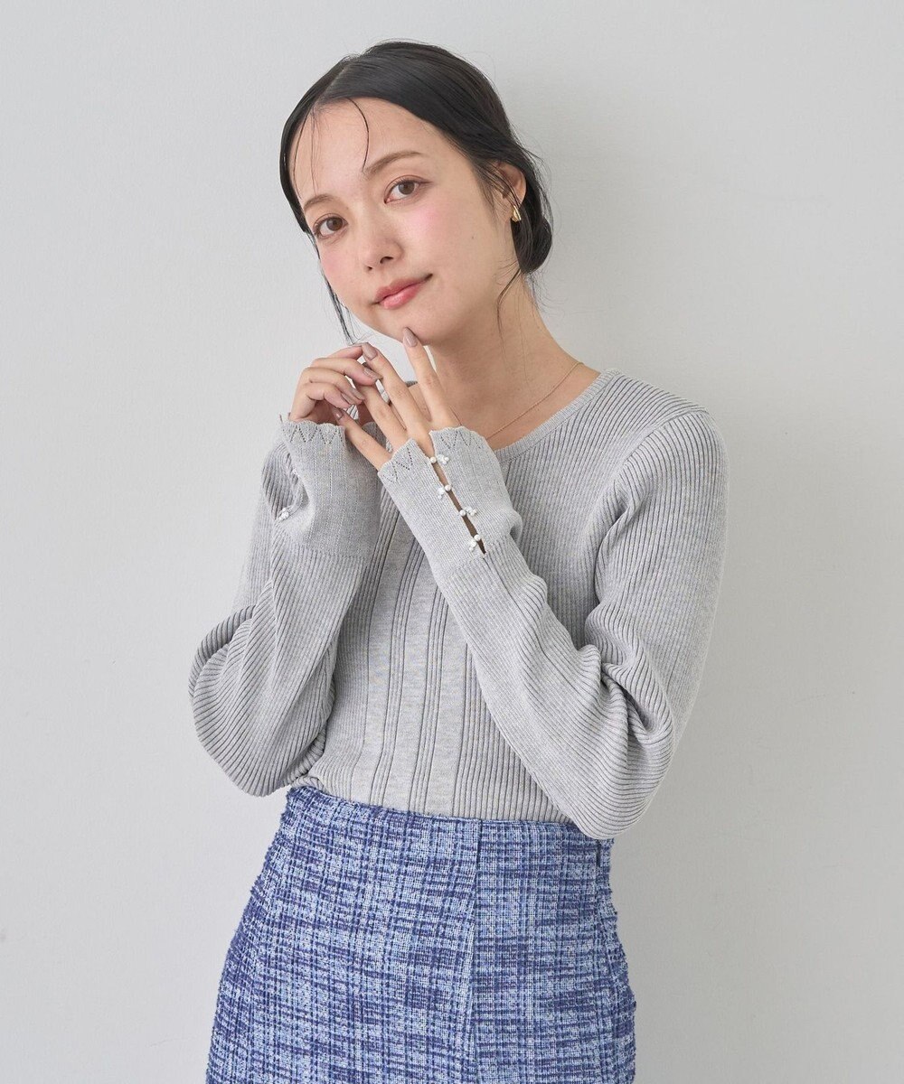 earth music&ecology パール＆ビジュースリーブプルオーバー 