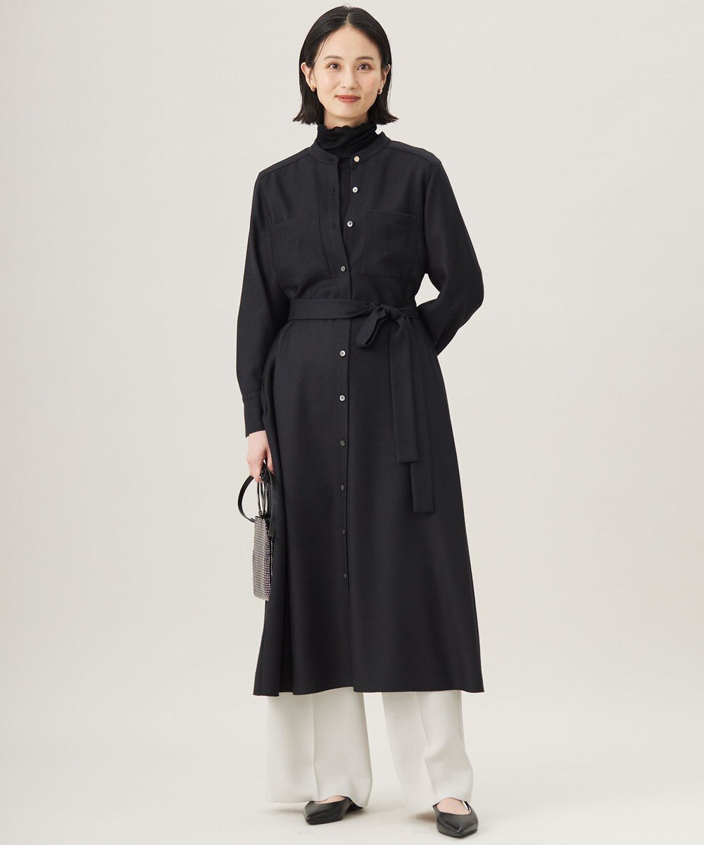 自由区 ウールジョーゼットシャツ ワンピース 