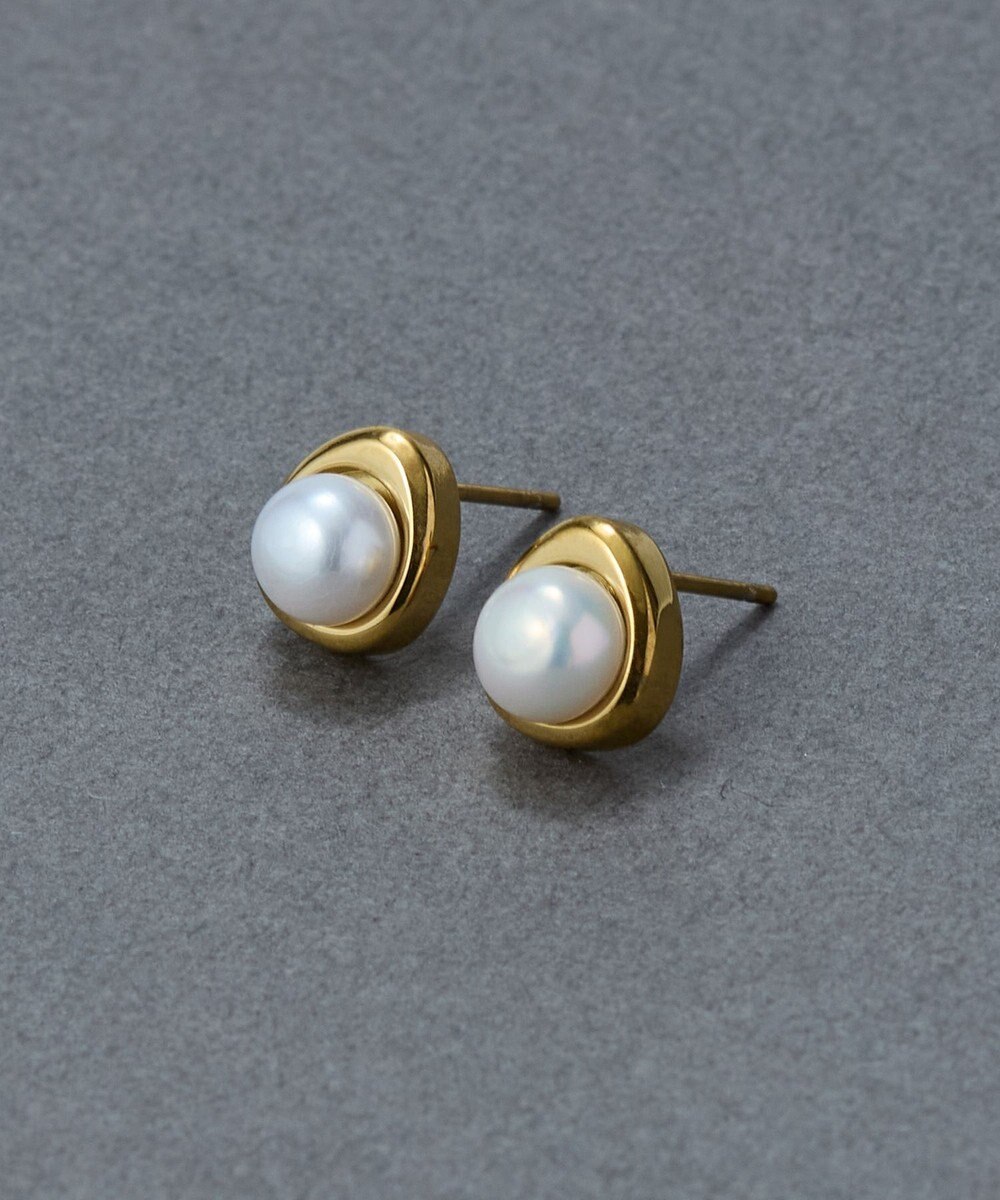 Phoebe 〈金属アレルギー対応〉ニュアンスメタルドロップパールピアス/ゴールド　淡水パール/天然パール 