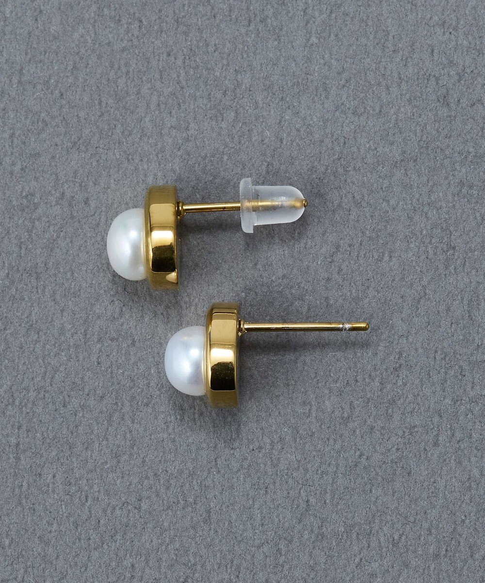 Phoebe 〈金属アレルギー対応〉ニュアンスメタルドロップパールピアス/ゴールド　淡水パール/天然パール 