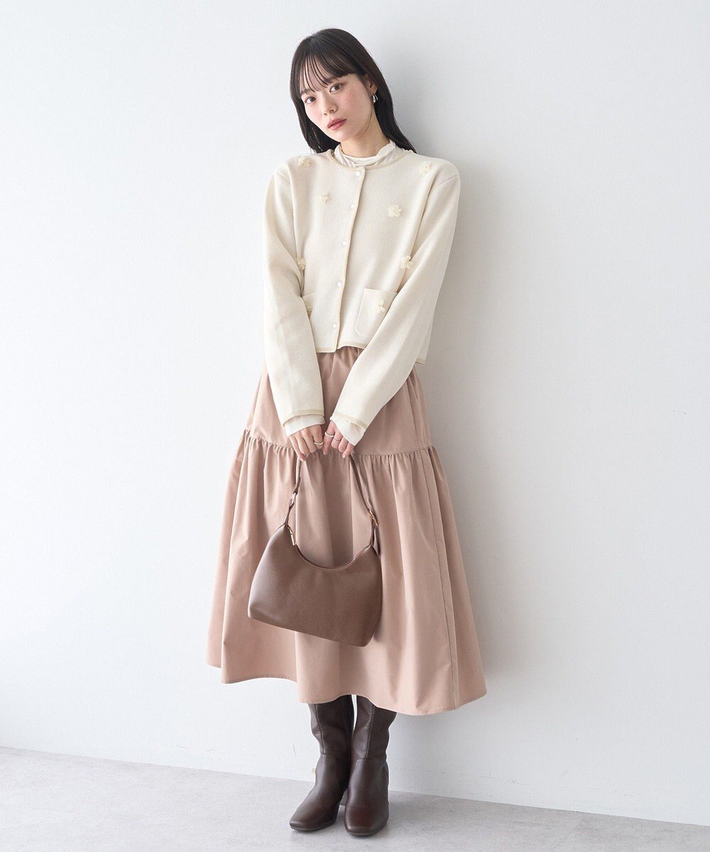 earth music&ecology フラワーモチーフニットカーディガン 