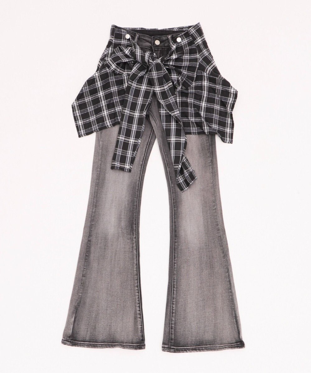 WEGO フェイクスリーブフレアデニム 