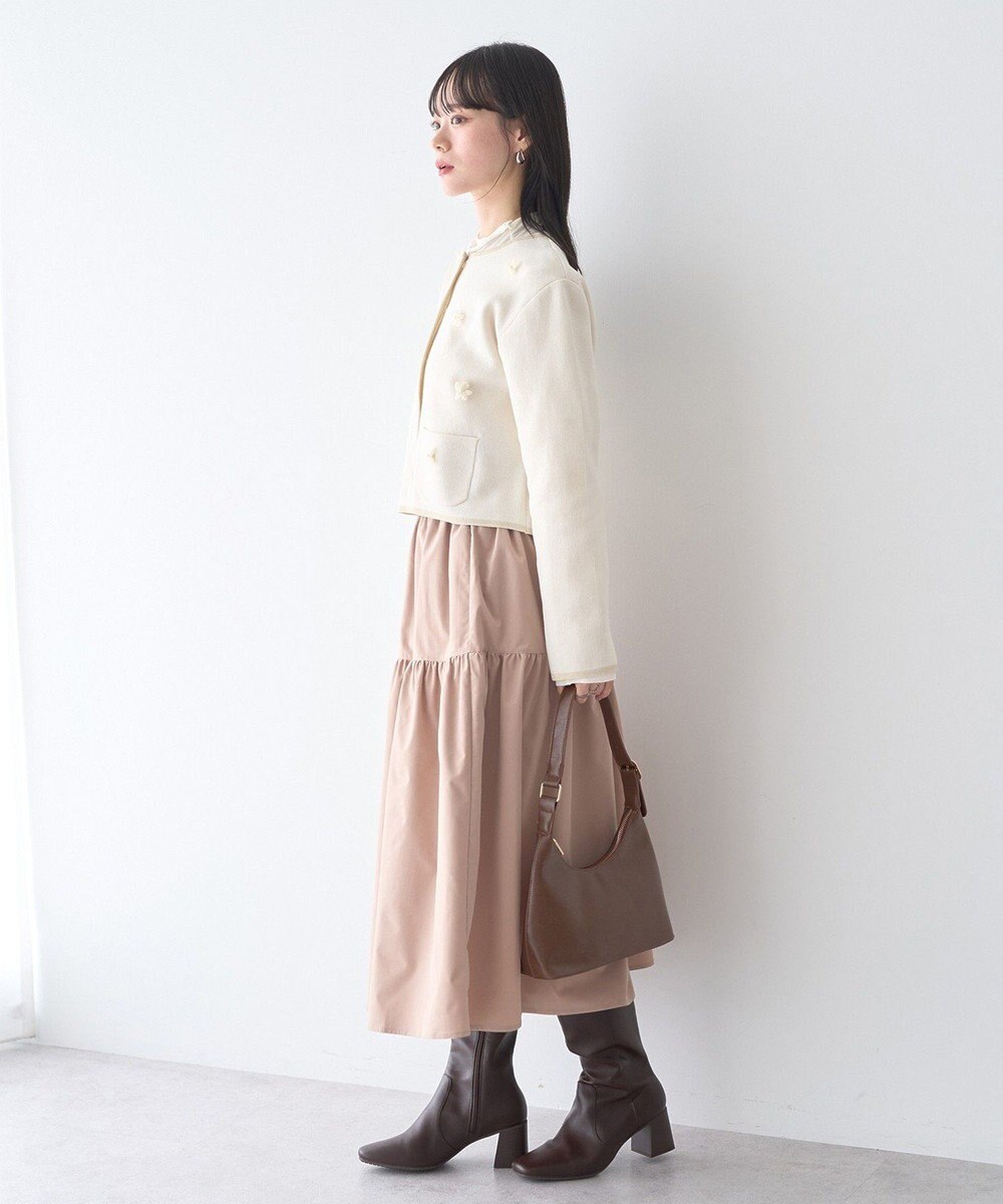 earth music&ecology フラワーモチーフニットカーディガン 