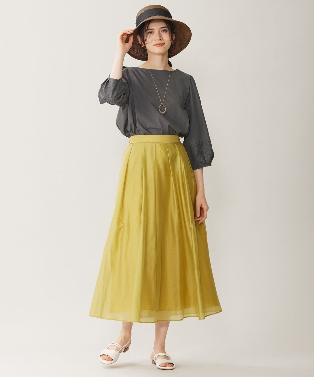 自由区 【洗える】テンセルコットンエンブロイダリープルオーバー ブラウス 