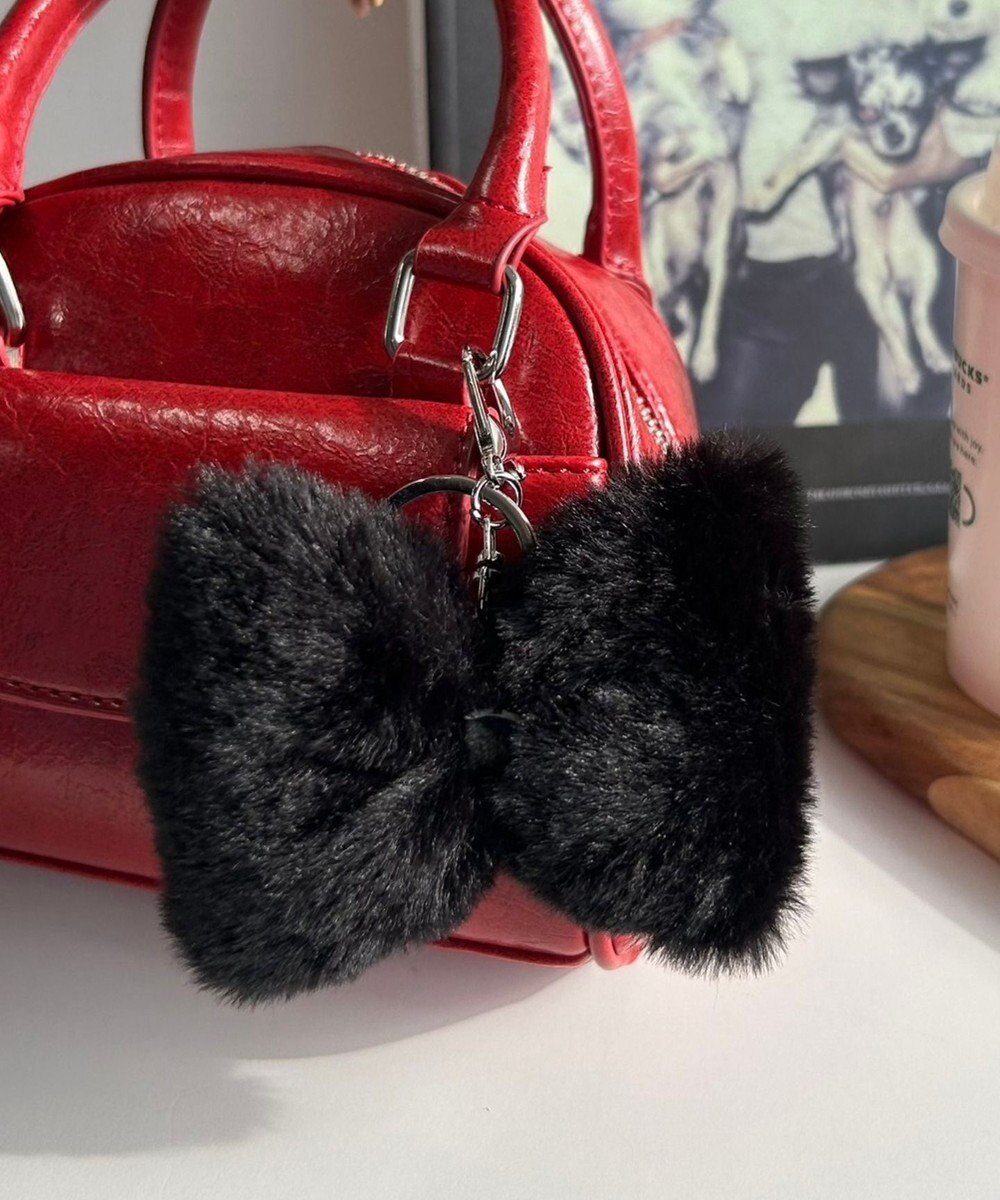 WEGO レオパードPUリボンファーキーホルダー 