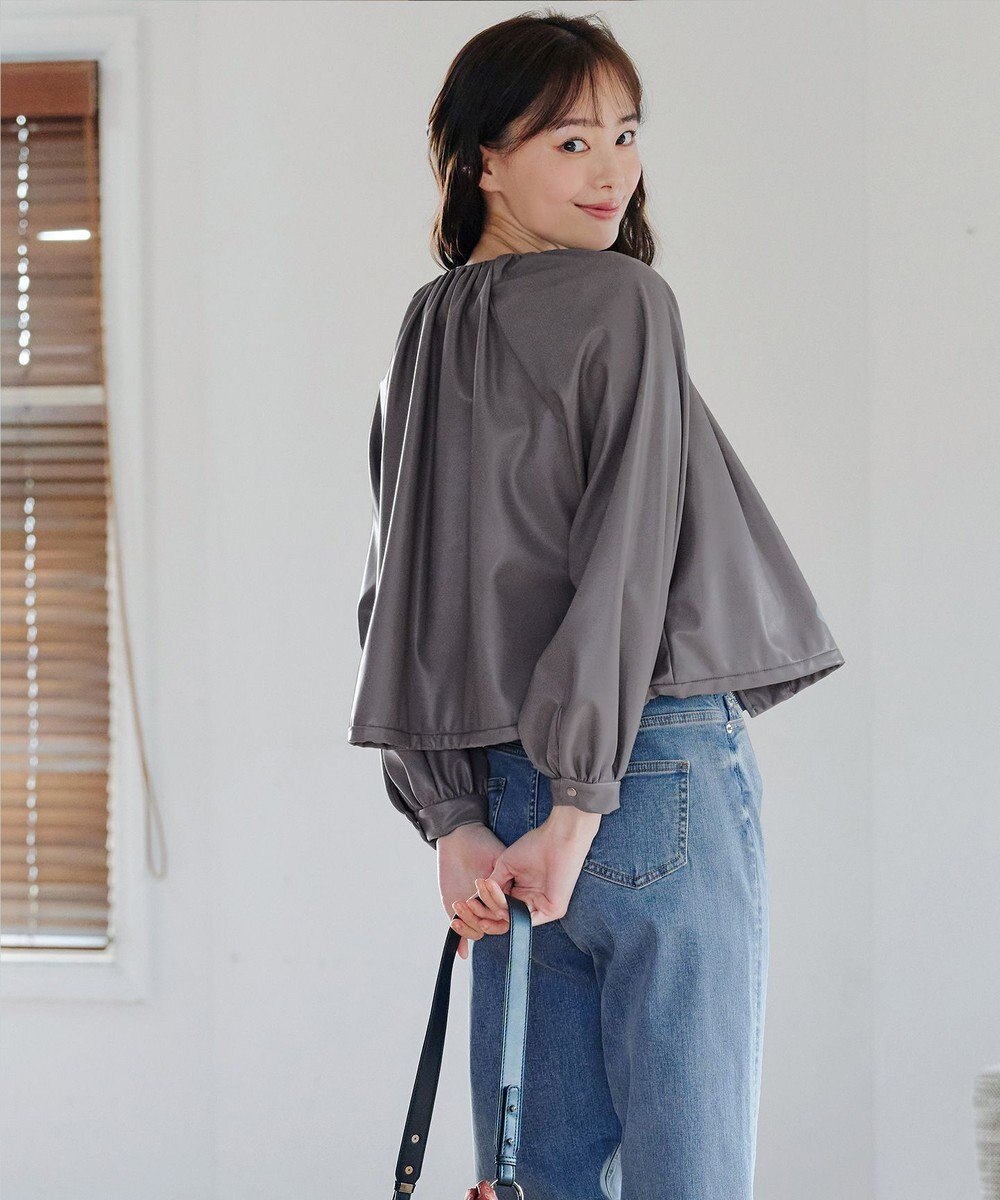 Tiaclasse 【洗える】ソフトフェイクレザージップブルゾン 