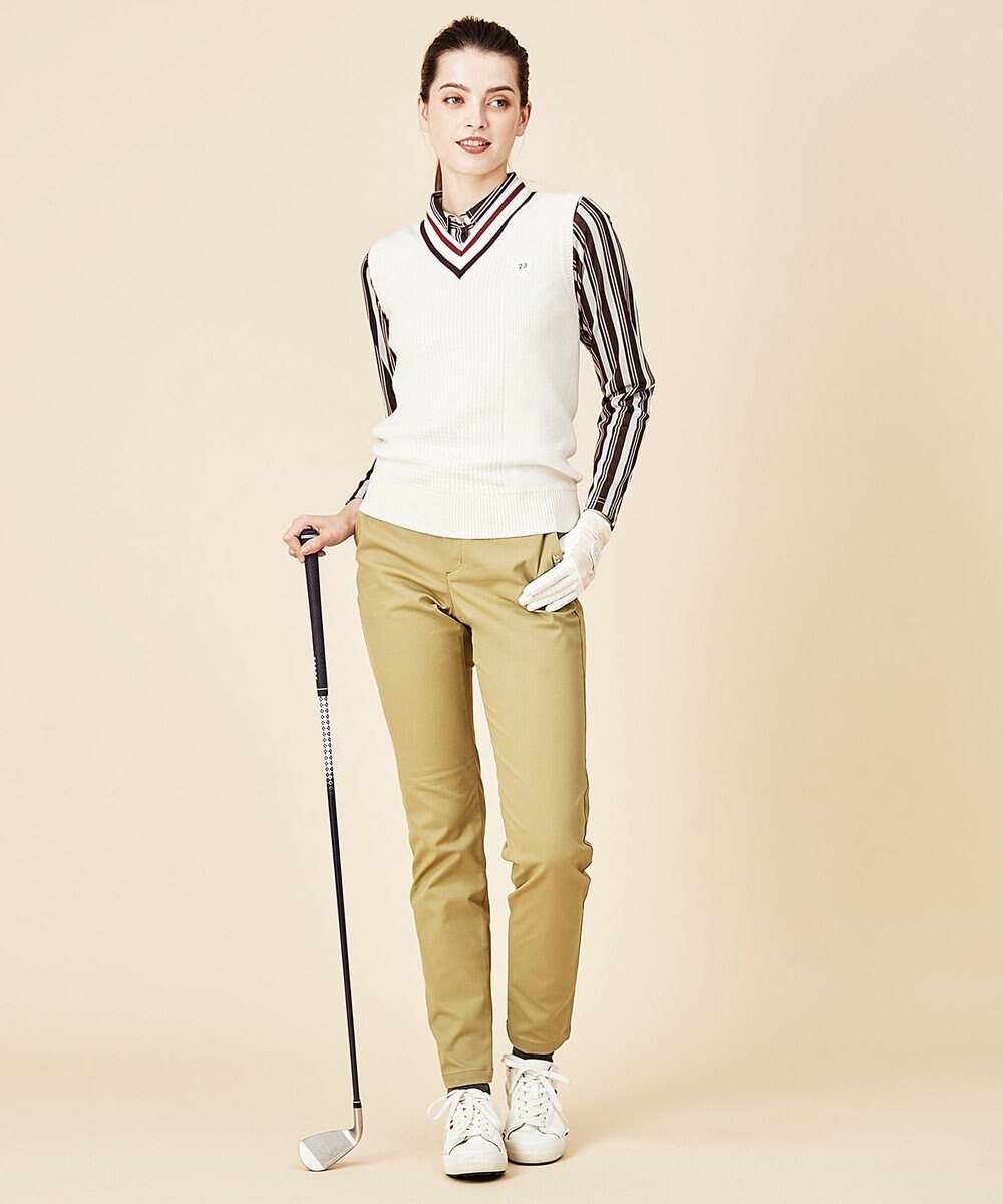 23区GOLF 【WOMEN】【吸汗速乾/ストレッチ】ストライプジャガードシャツ 