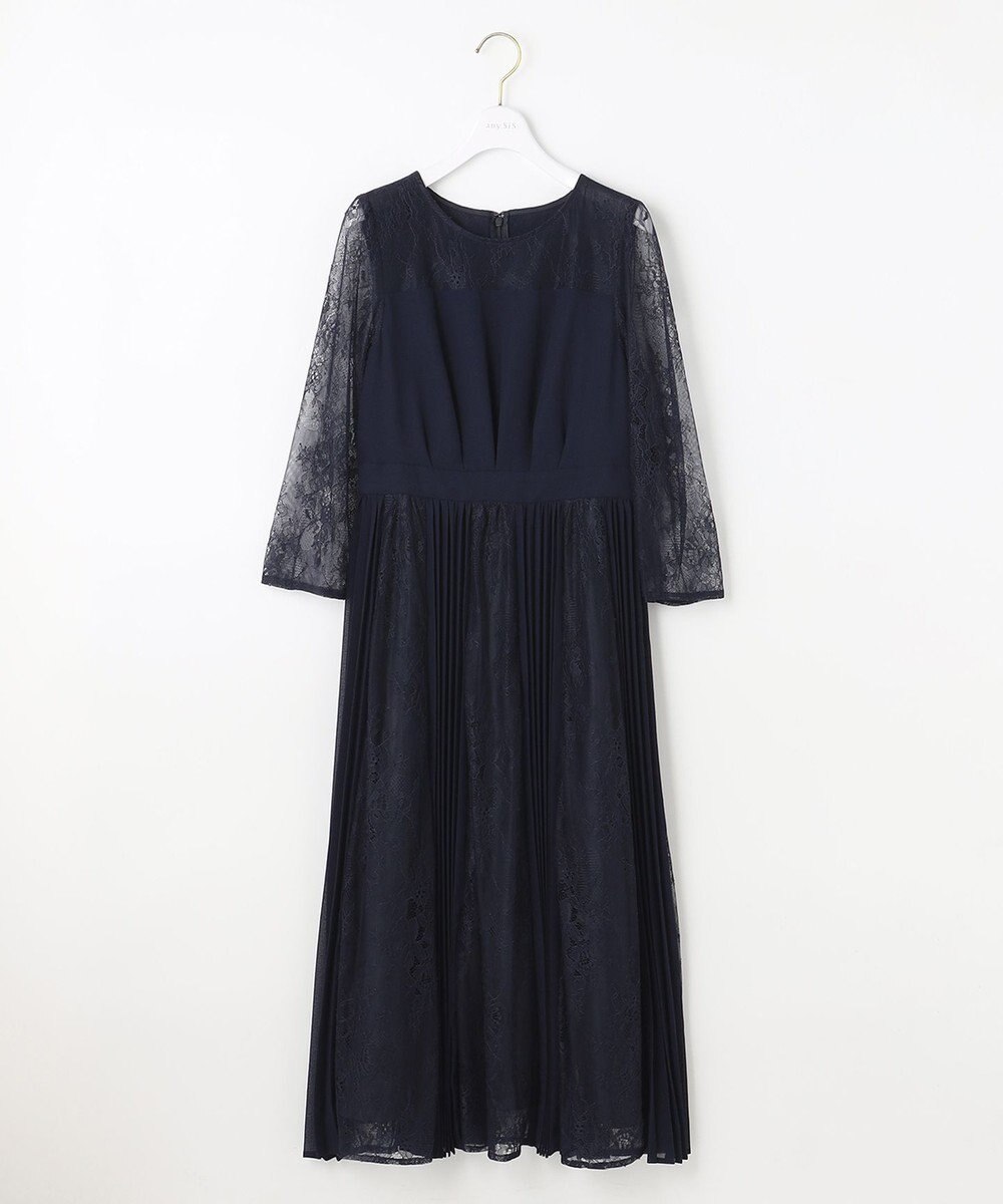 ANY SIS 【洗える】プリーツMIXレース ドレス 