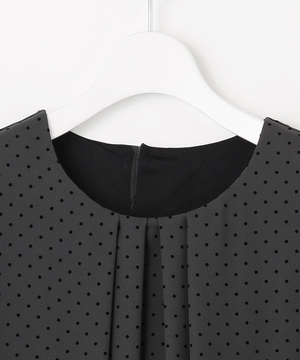 J.PRESS LADIES L 【洗える】ドットフロッキープリント フレア カットソー 