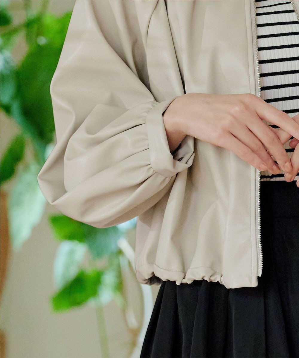 Tiaclasse 【洗える】ソフトフェイクレザージップブルゾン 