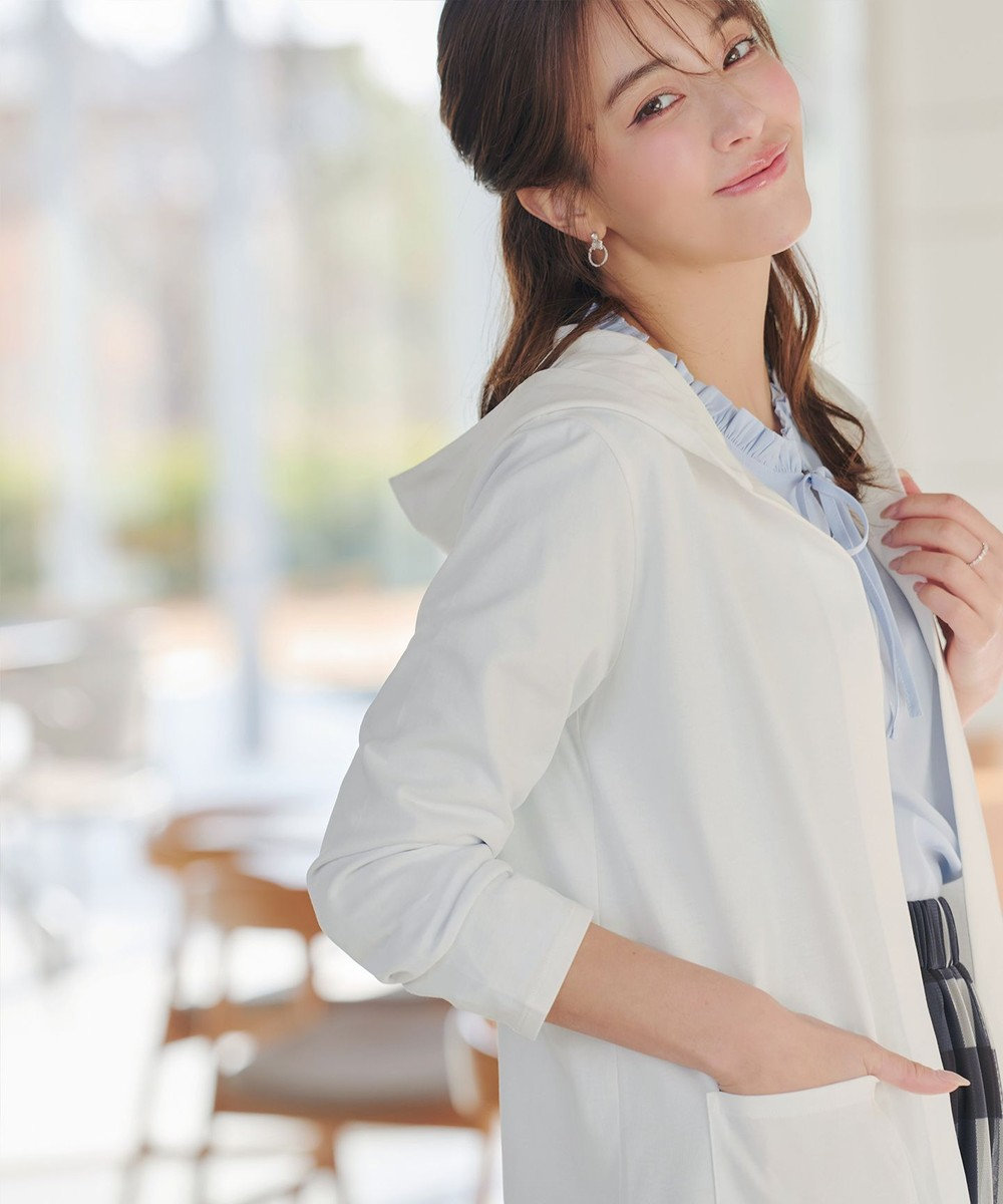 Tiaclasse L 【おのののかさん着用】「サマケア 」フード付きカットソーロングカーディガン 