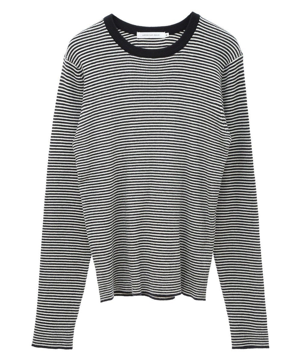 AMERICAN HOLIC バイパチクルーネックリブニットプルオーバー 