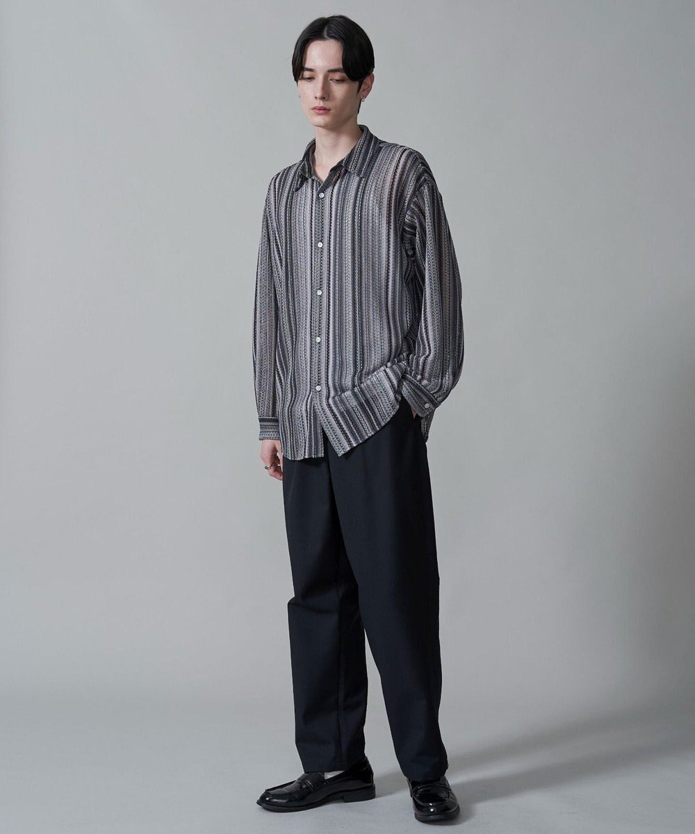 WEGO ストライプメッシュBIGシャツ（LS） 