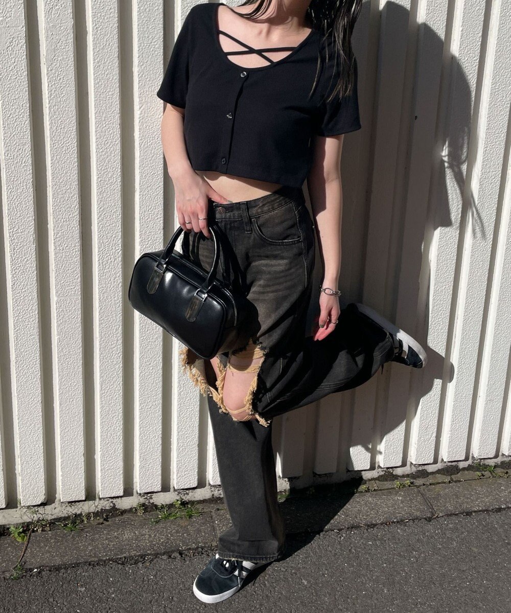 WEGO フロントクロスショートリブT 