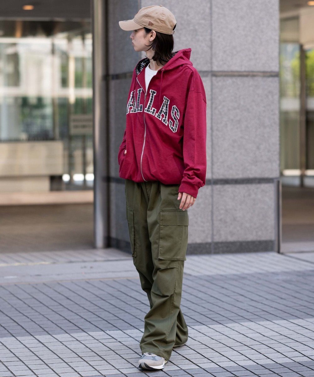 WEGO 【ユニセックス着用ITEM/MLサイズ展開】スラブチェックロゴジップパーカー 