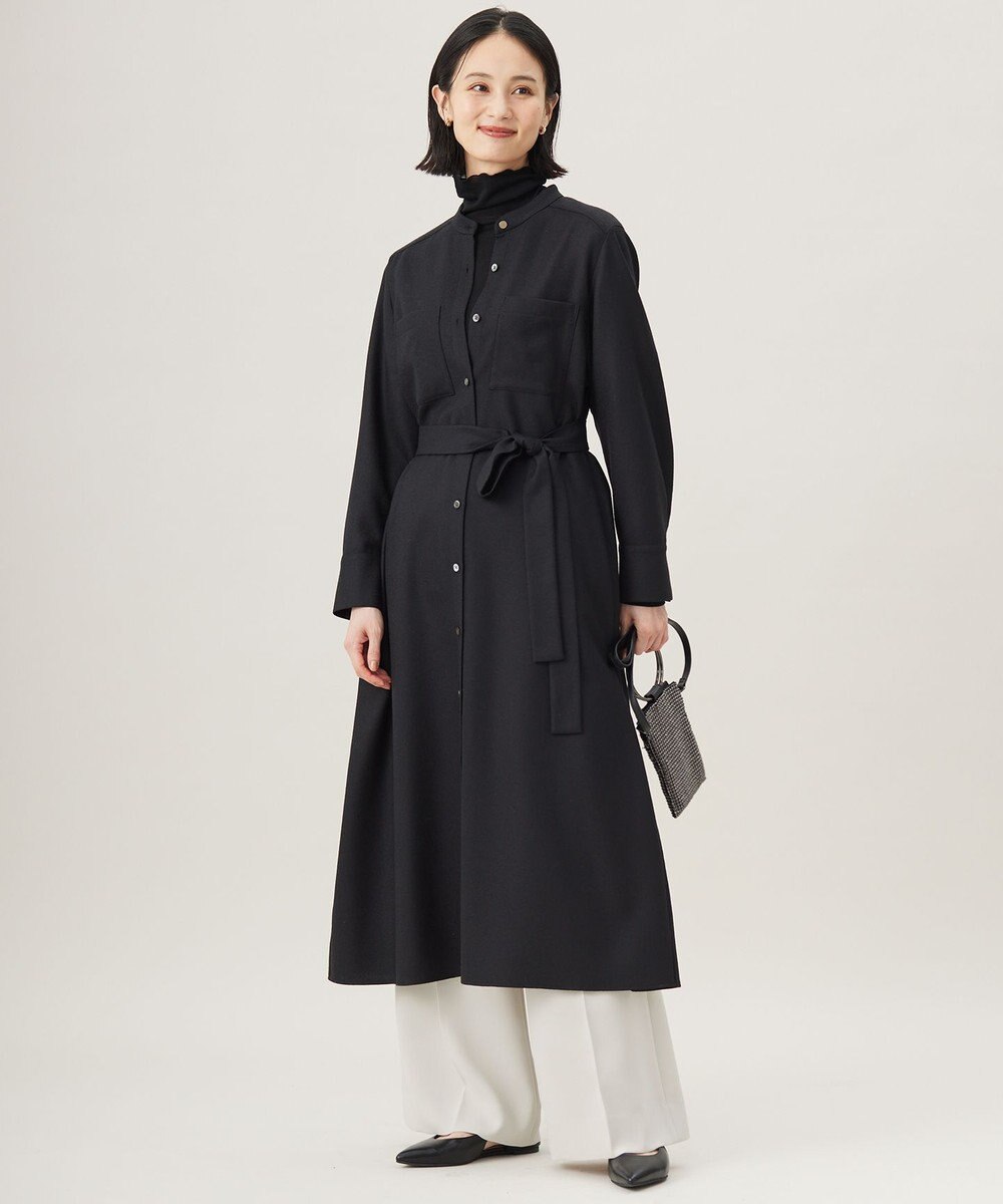 自由区 ウールジョーゼットシャツ ワンピース 