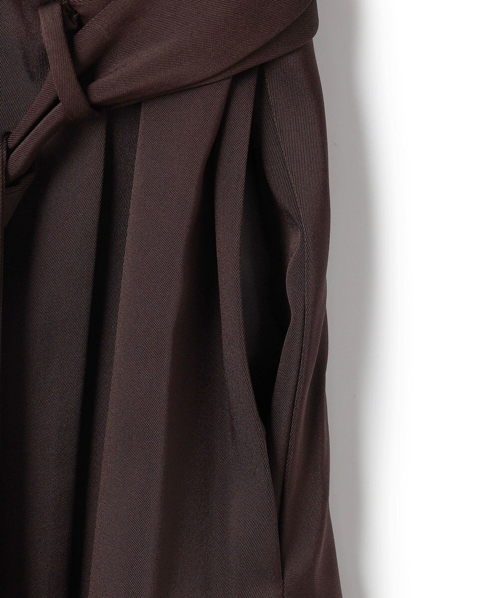 ICB L 【洗える】ストレッチダブルサテン テーラーカラー ラップワンピース 