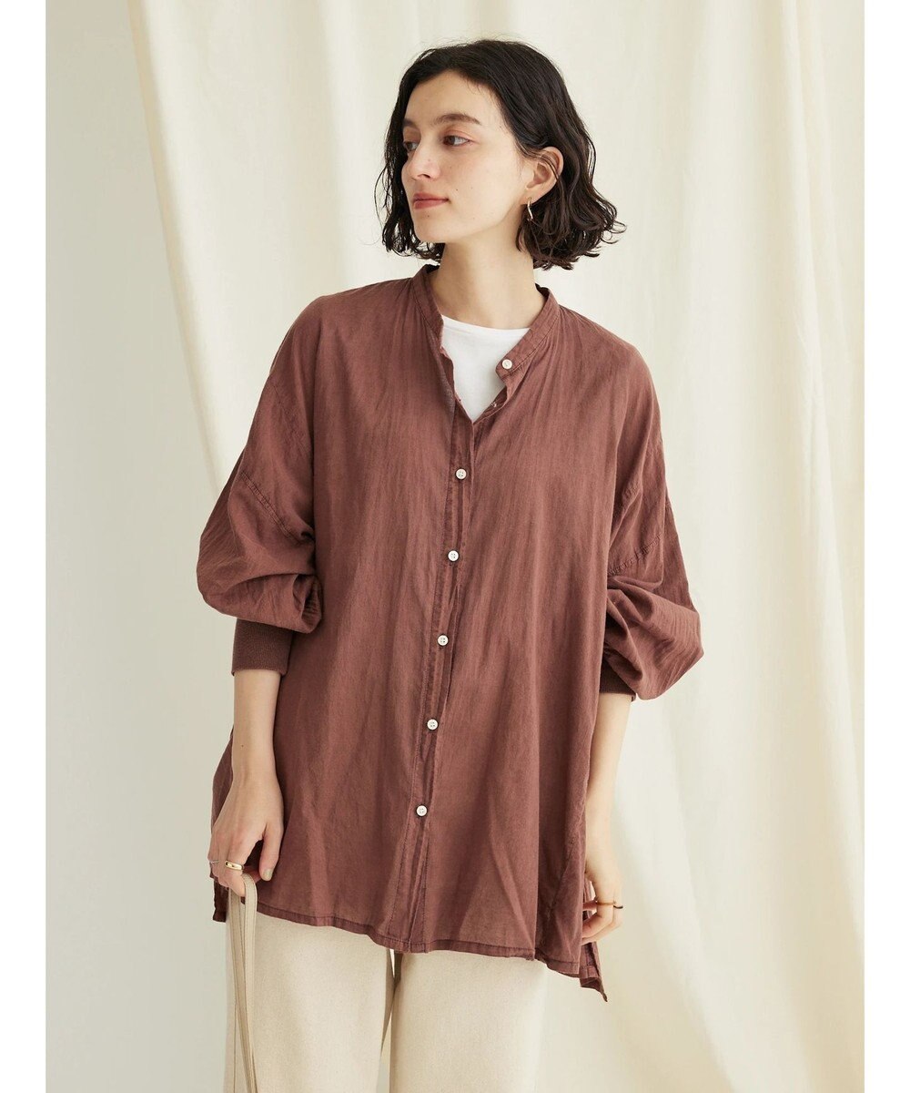 CRAFT STANDARD BOUTIQUE シアーボイルピグメント染めバンドカラーシャツ 