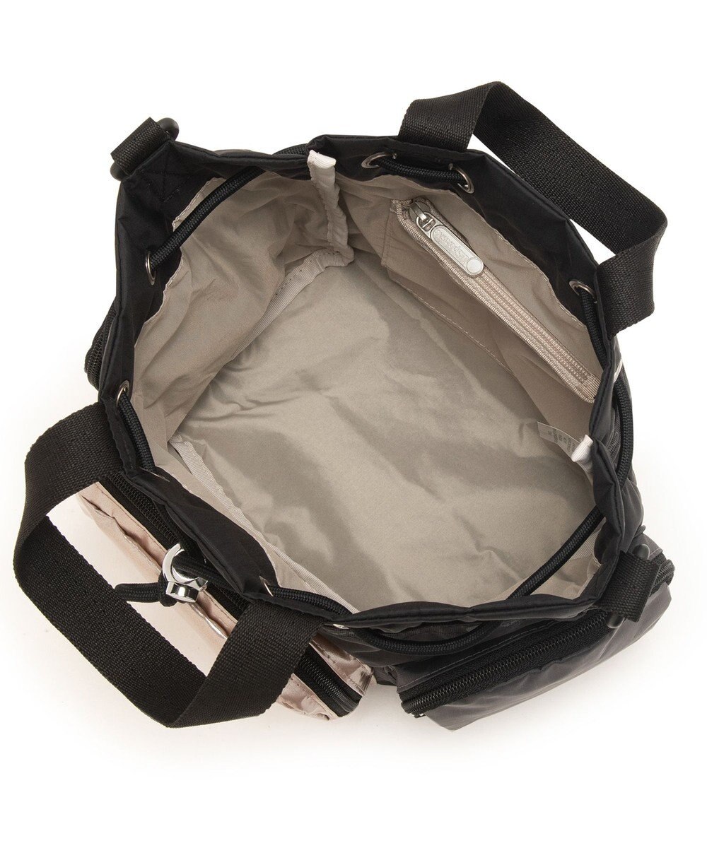 LeSportsac CONV DRAWSTRING CRSSBDY/ブラック/ローズゴールドシャイン/ピンク 