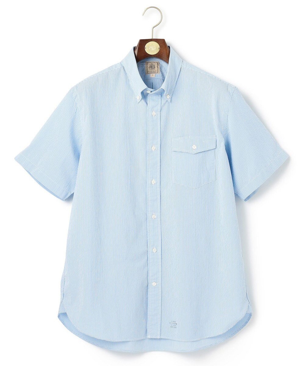 J.PRESS MEN 【クールマックス】サッカーストライプ／マイクロギンガムチェック シャツ/B.D 