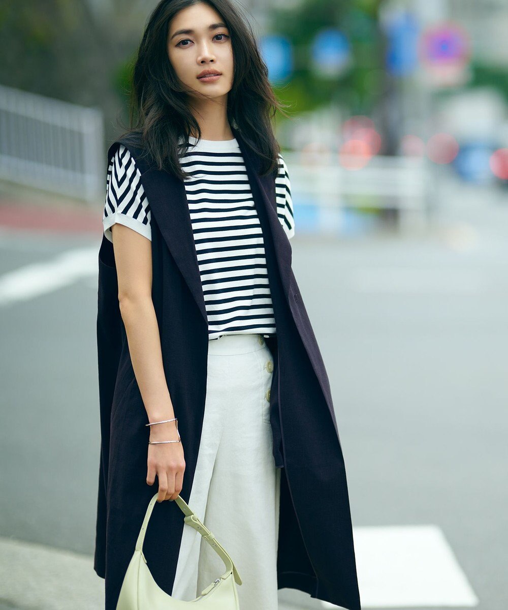 23区 【CLASSY.6月号掲載】リネンレーヨンストレッチ  ロング ジレ 