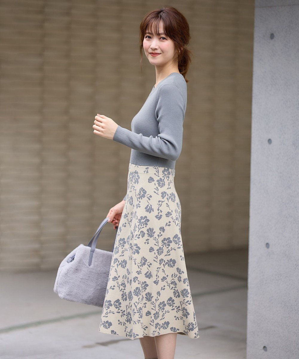 ANY SIS 【美人百花掲載】フラワージャガードニット ワンピース 