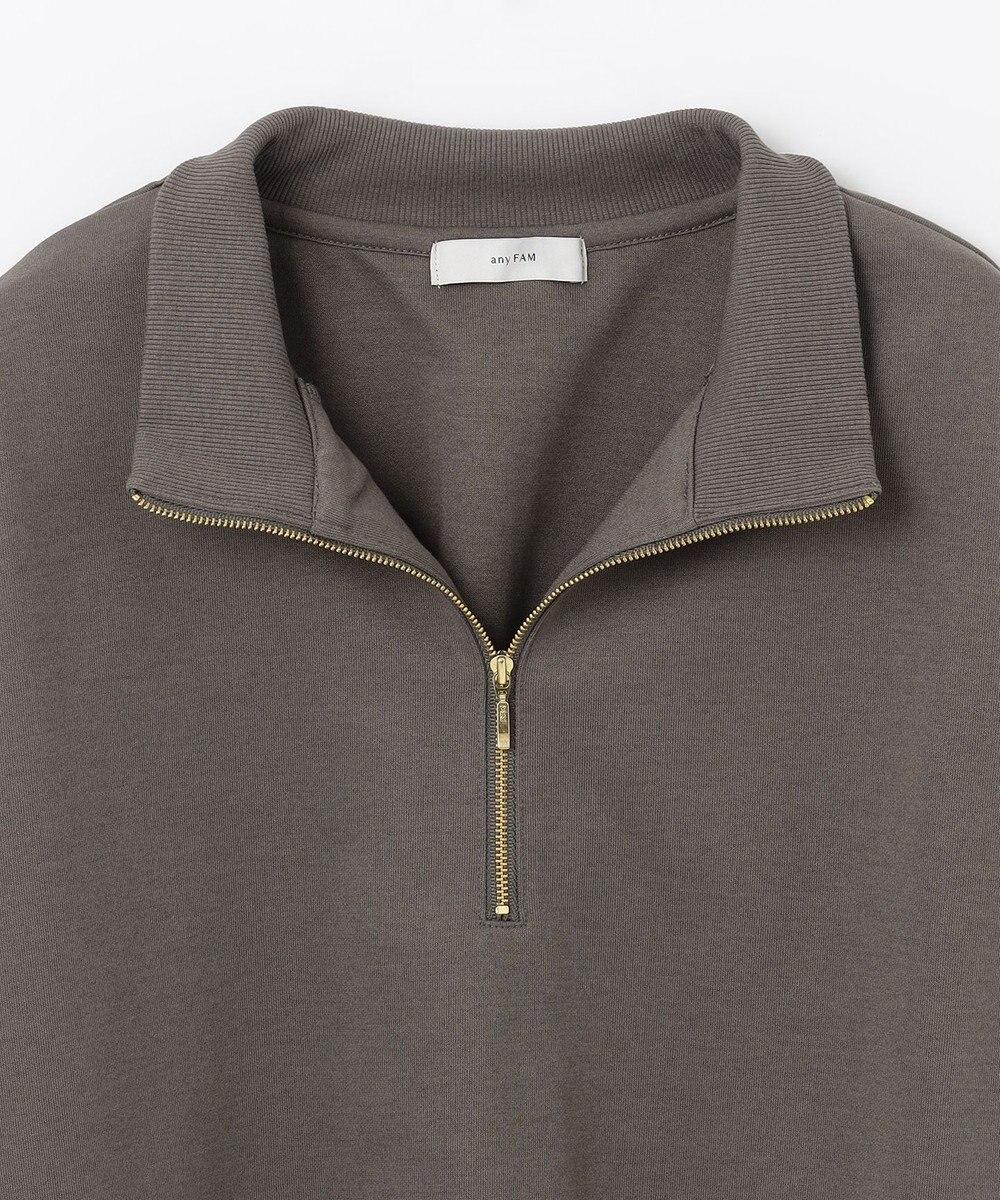ANY 【洗濯機可】クロップド丈ダンボールハーフジッププルオーバー 